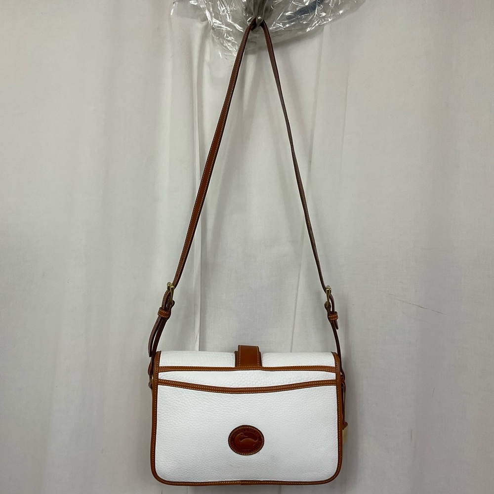 Dooney & Bourke Vintage Women's White and Tan Leather Crossbody Shoulder Bag - - Picture 4 of 11